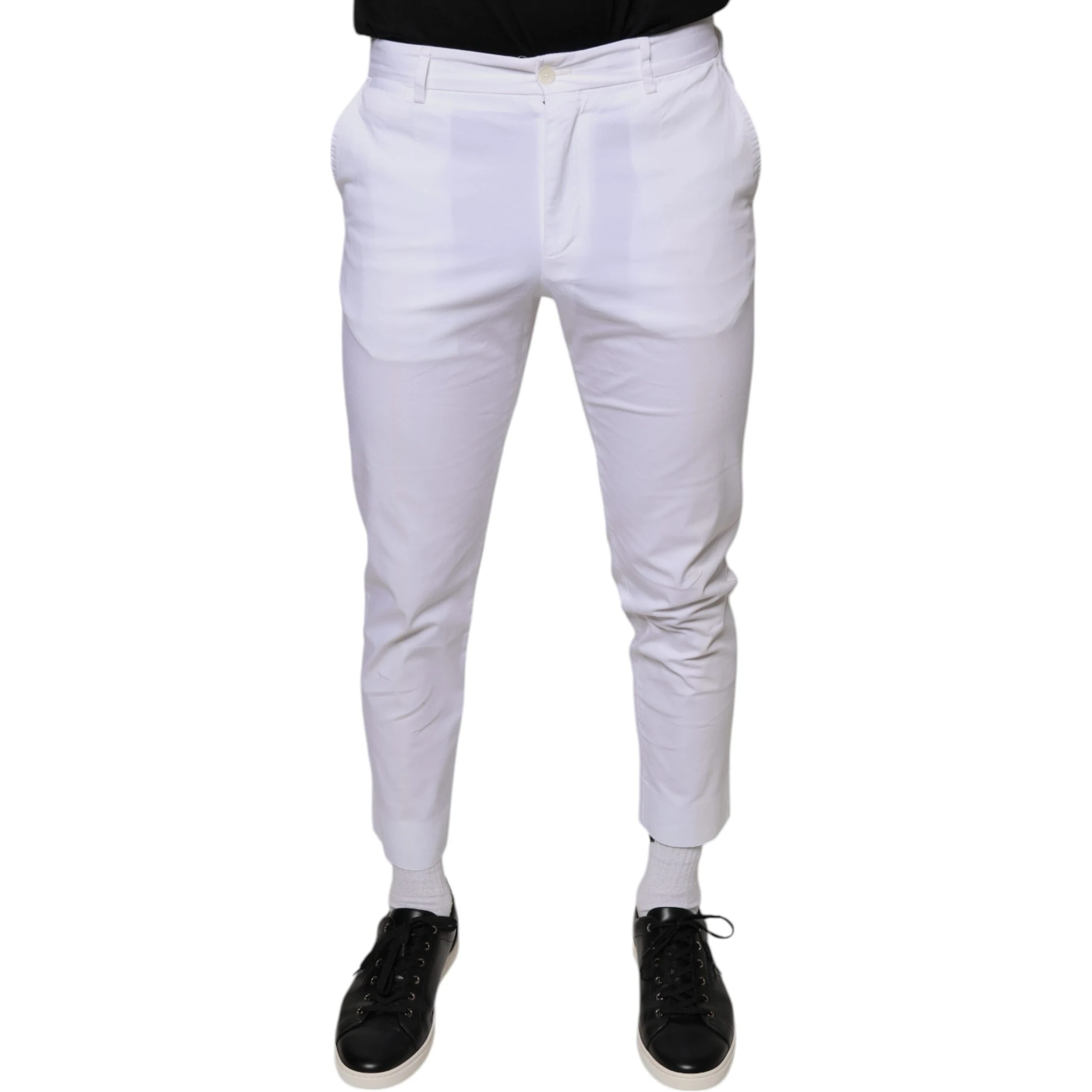 White Cotton Skinny Dress Pants