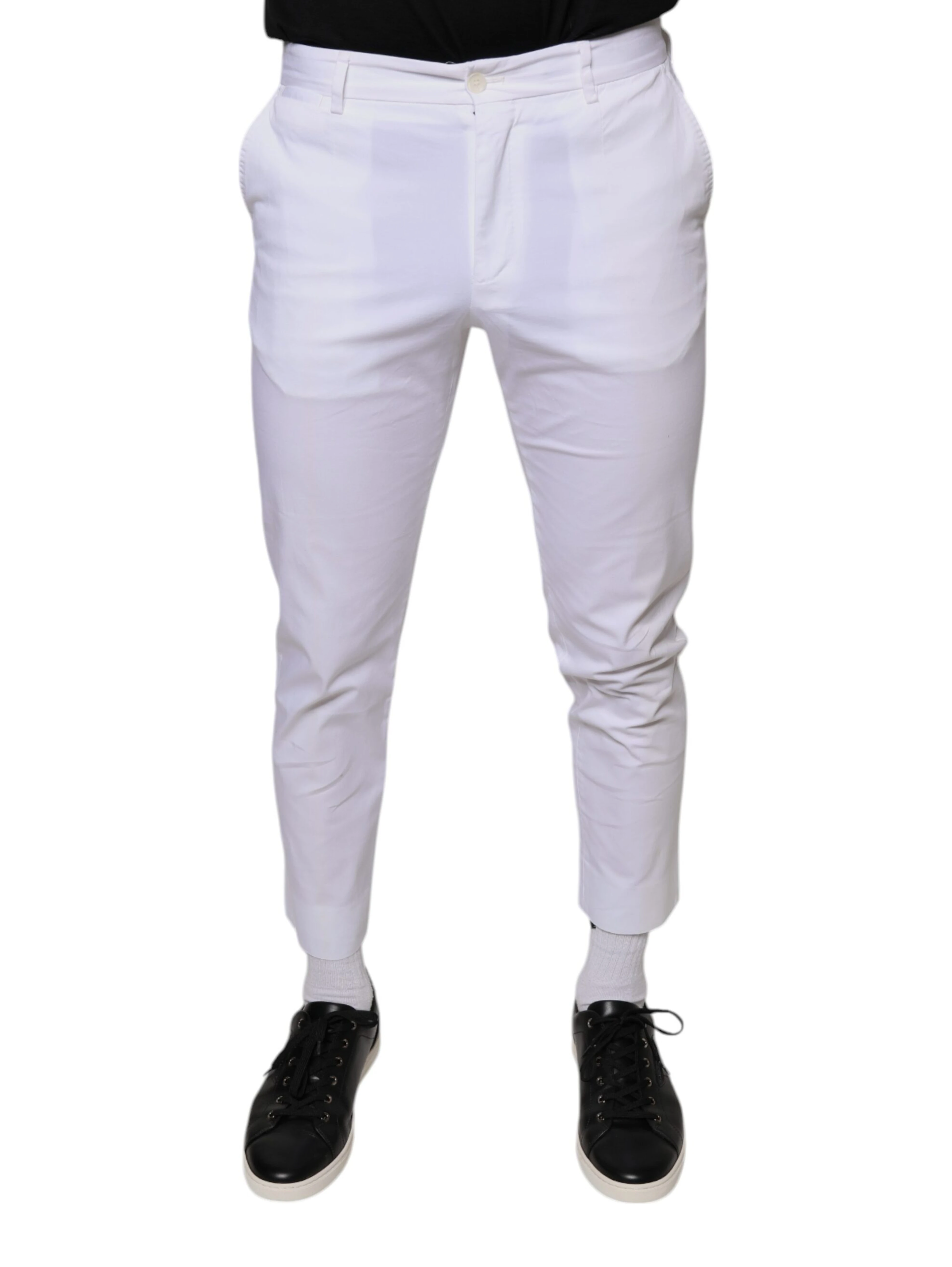 White Cotton Skinny Dress Pants