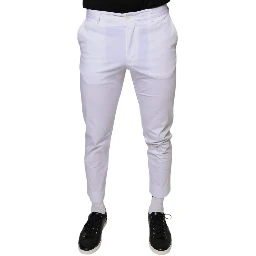 White Cotton Skinny Dress Pants