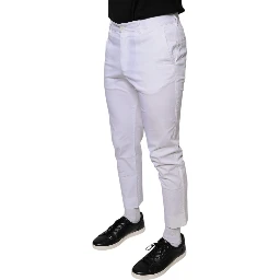 White Cotton Skinny Dress Pants