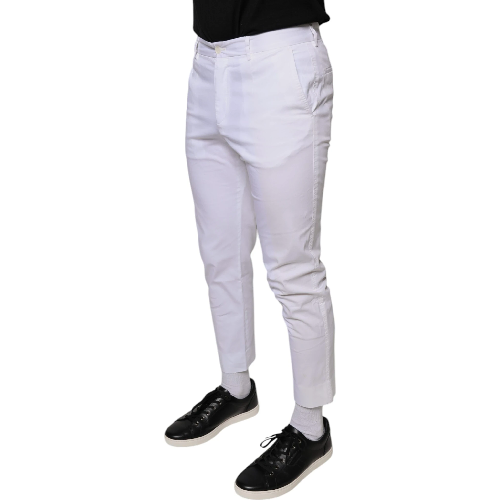 White Cotton Skinny Dress Pants