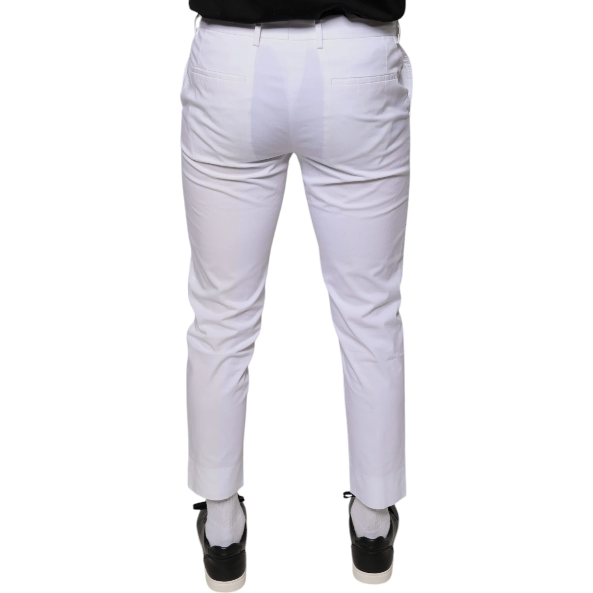 White Cotton Skinny Dress Pants