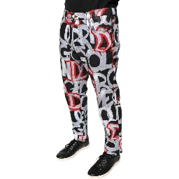 Multicolor Cotton Monogram Skinny Denim Jeans