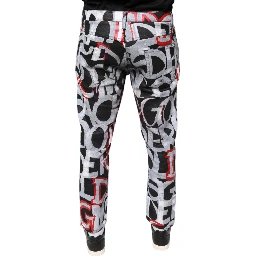 Multicolor Cotton Monogram Skinny Denim Jeans