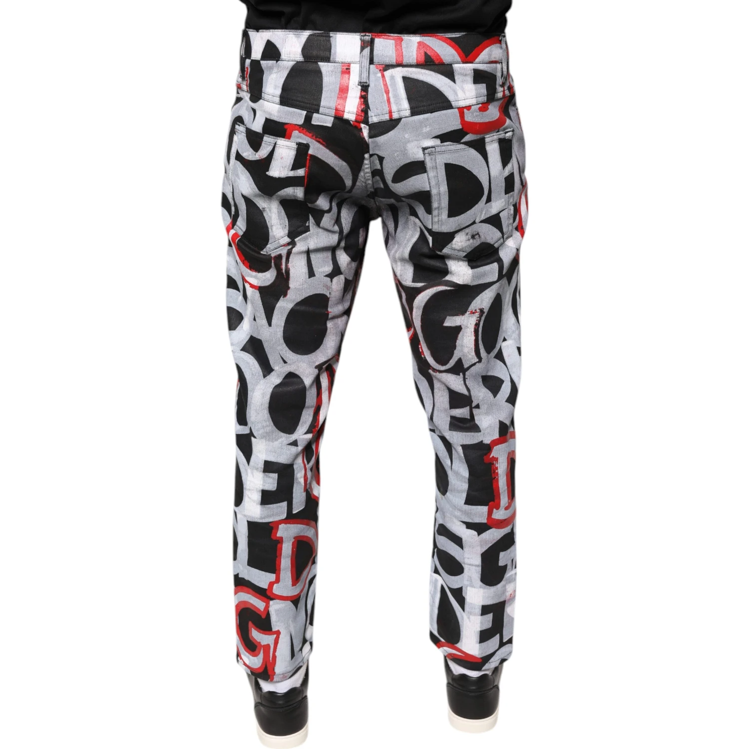 Multicolor Cotton Monogram Skinny Denim Jeans