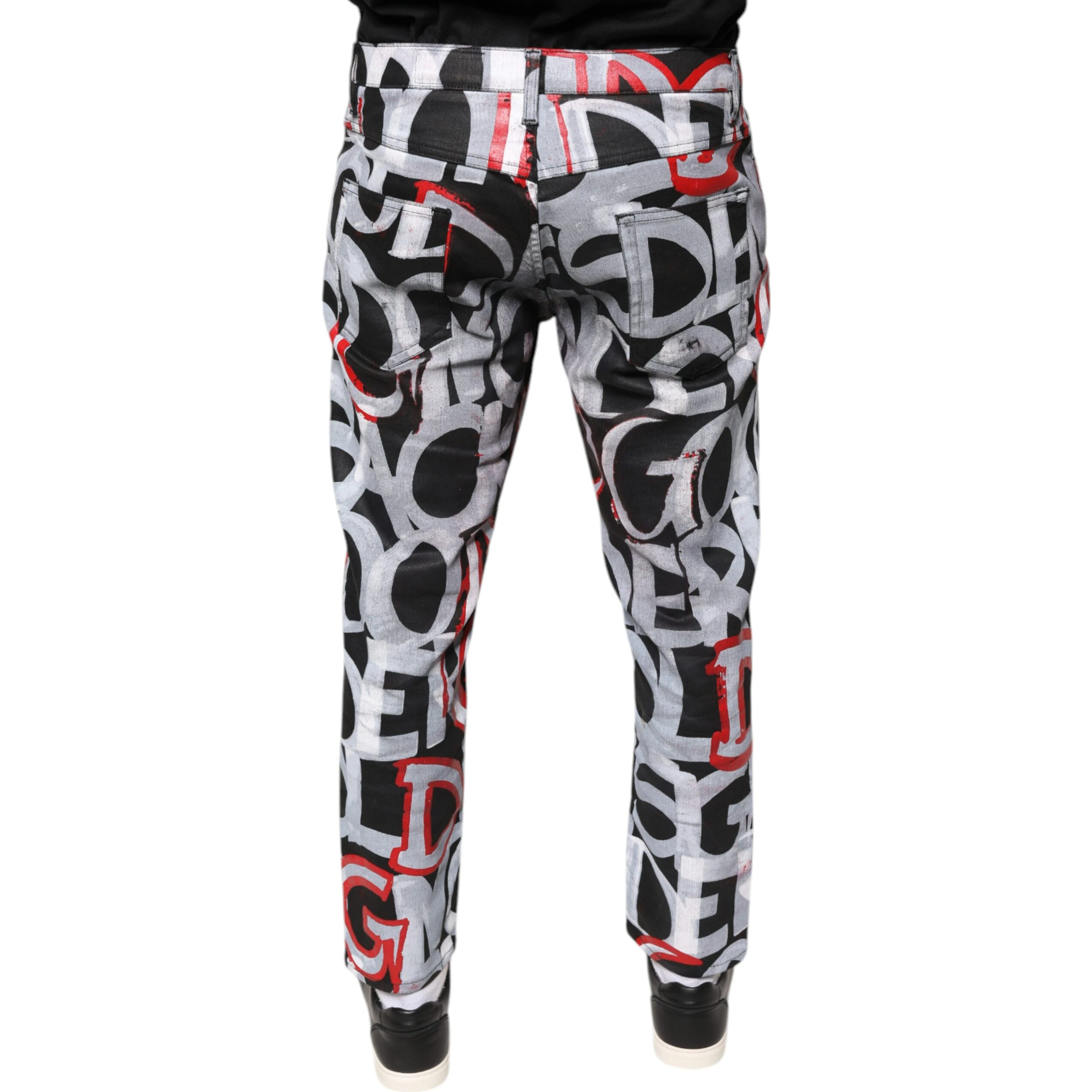 Multicolor Cotton Monogram Skinny Denim Jeans