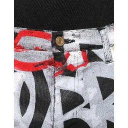 Multicolor Cotton Monogram Skinny Denim Jeans