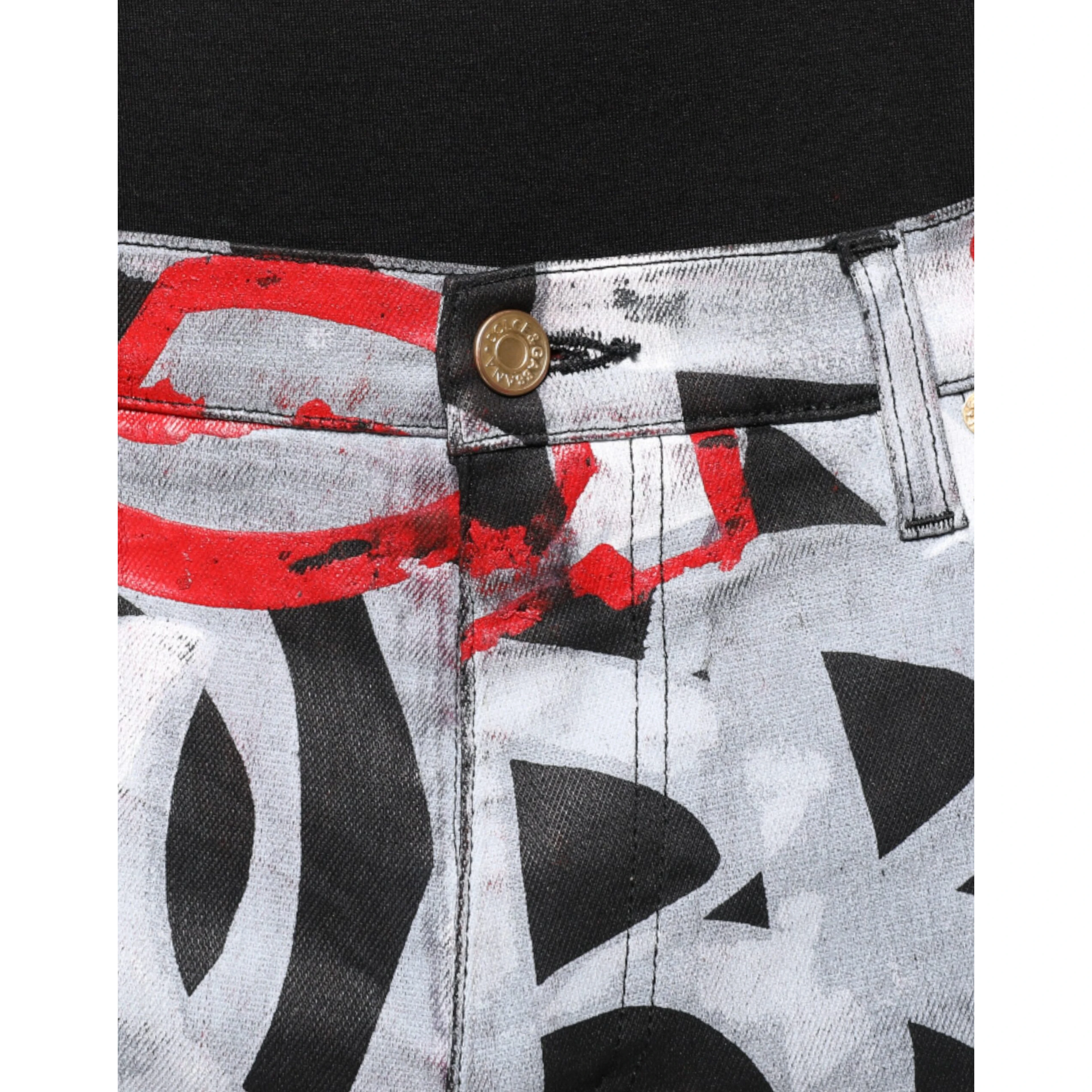 Multicolor Cotton Monogram Skinny Denim Jeans