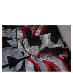 Multicolor Cotton Monogram Skinny Denim Jeans