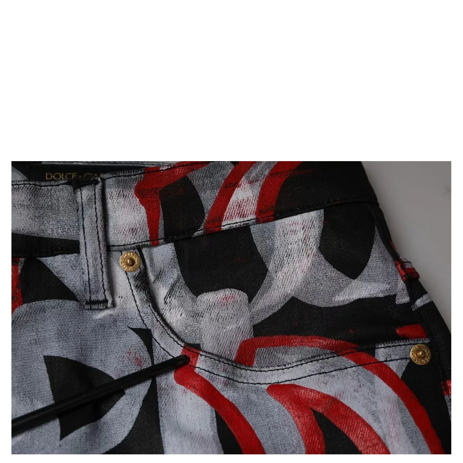 Multicolor Cotton Monogram Skinny Denim Jeans