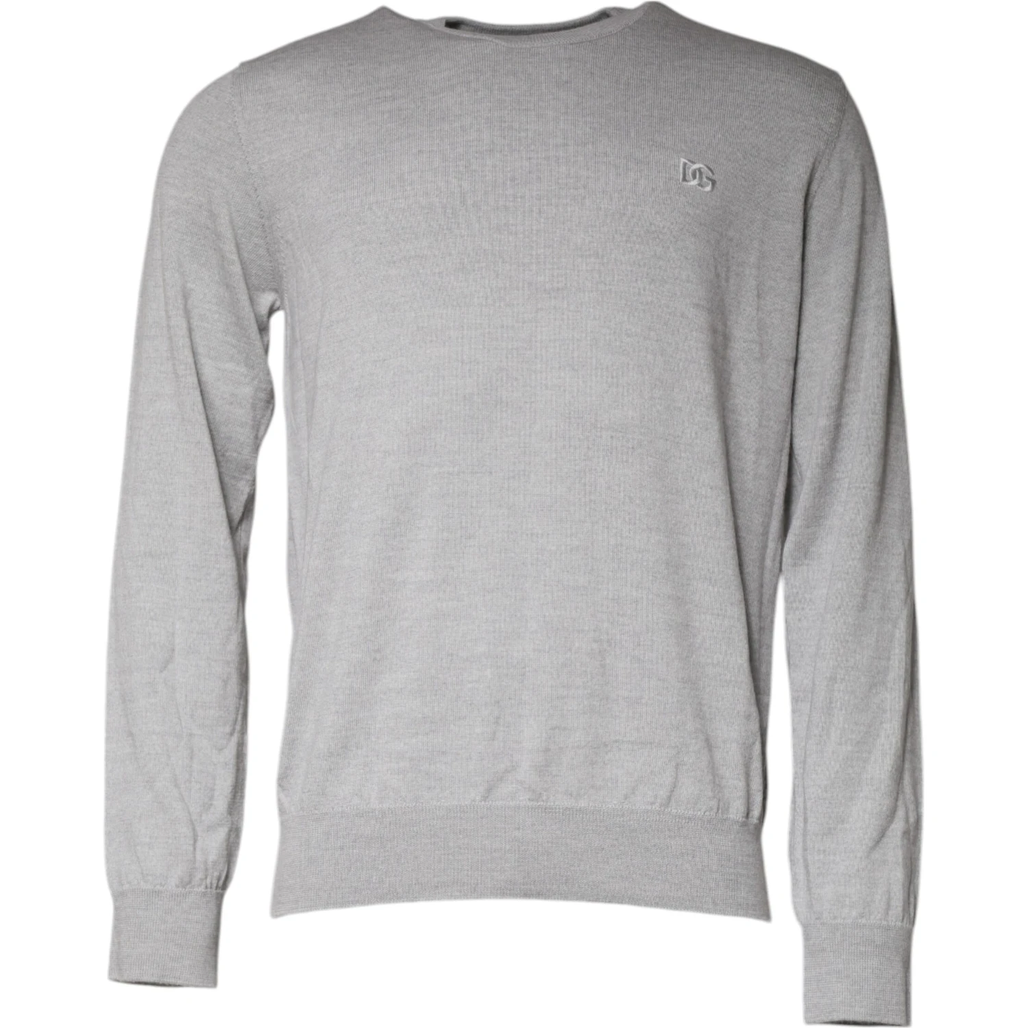 Light Gray Wool Crew Neck Pullover Sweater