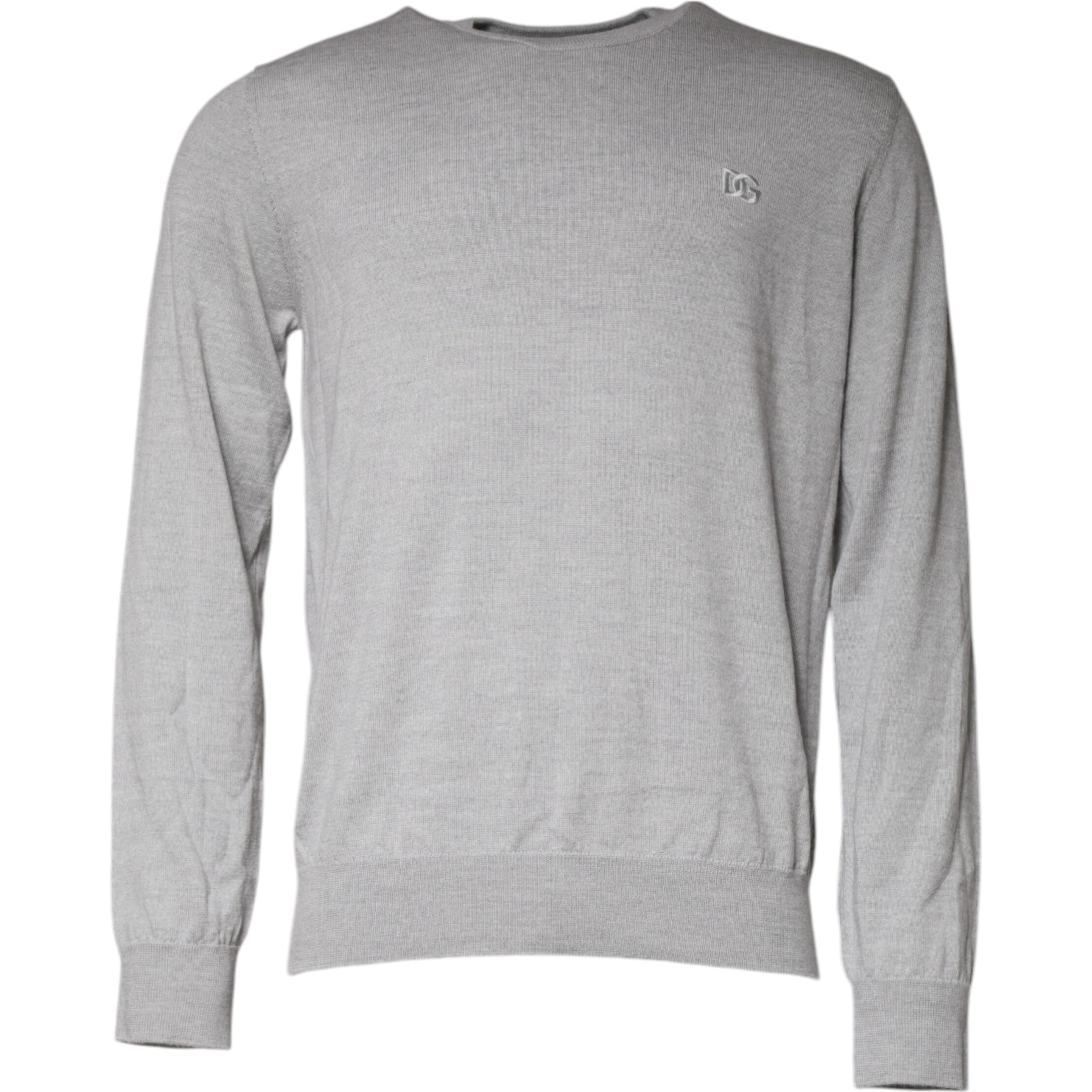 Light Gray Wool Crew Neck Pullover Sweater