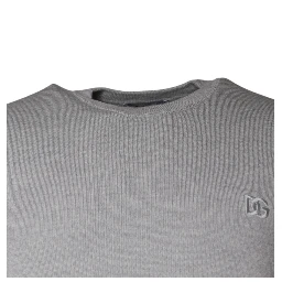 Light Gray Wool Crew Neck Pullover Sweater