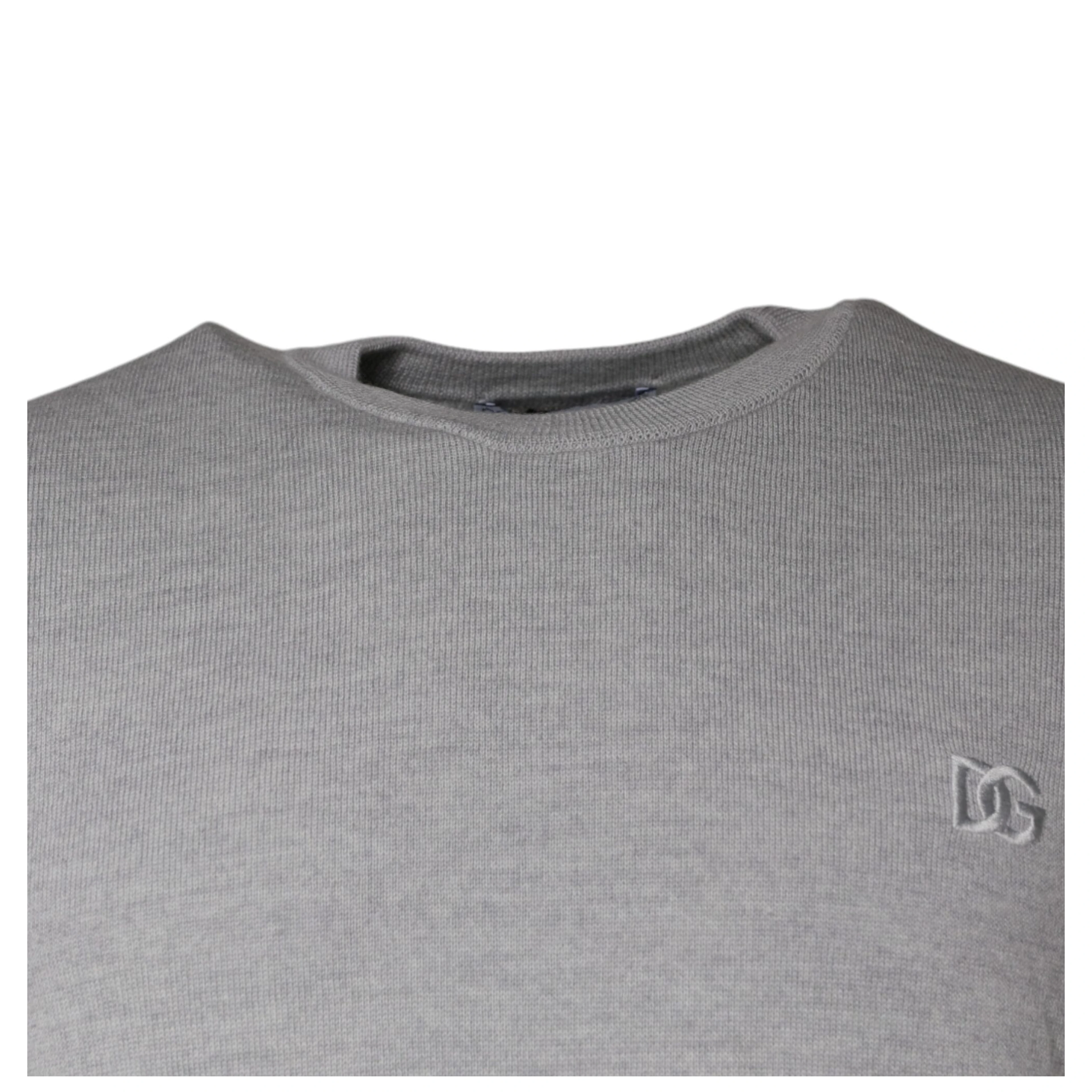 Light Gray Wool Crew Neck Pullover Sweater