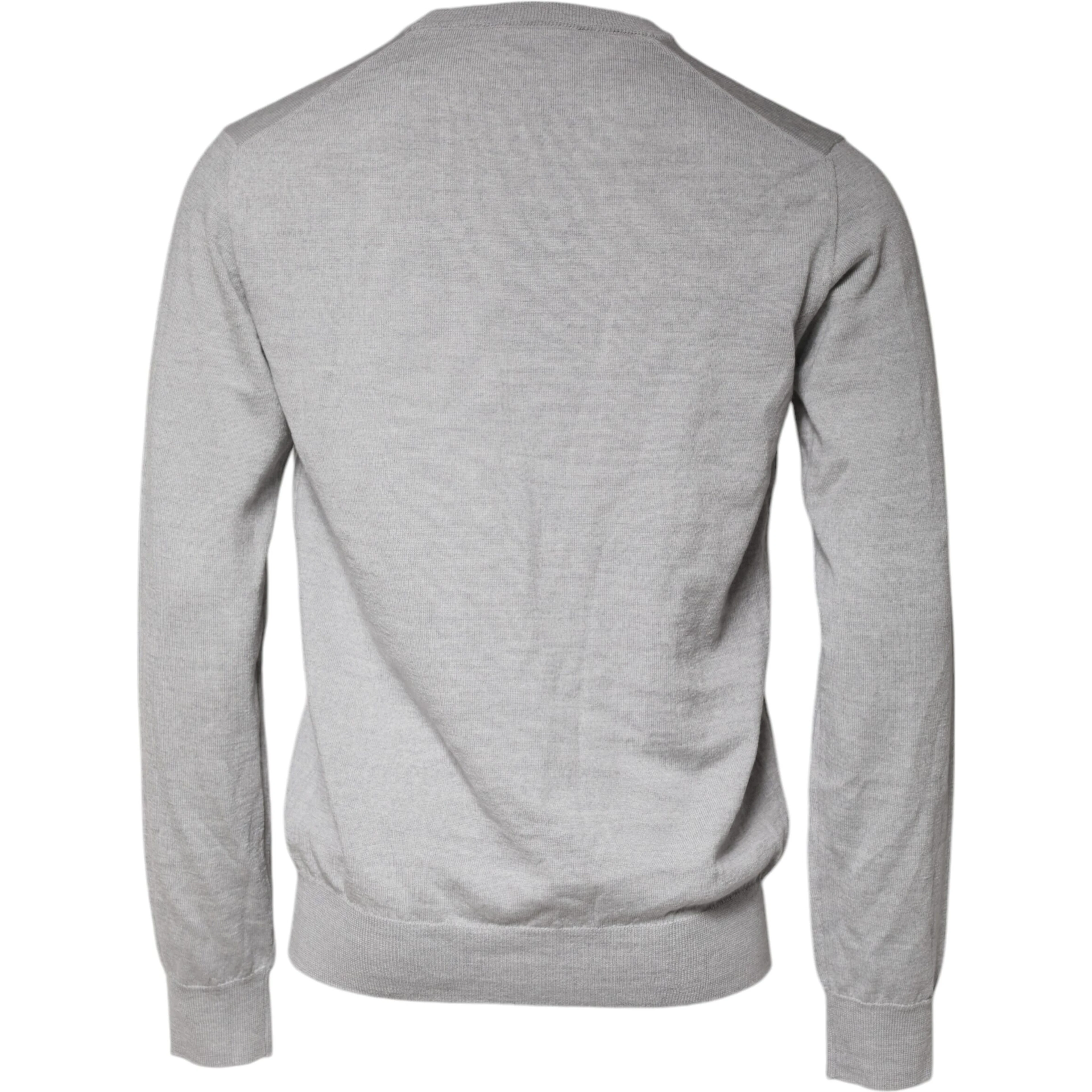 Light Gray Wool Crew Neck Pullover Sweater