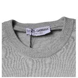 Light Gray Wool Crew Neck Pullover Sweater