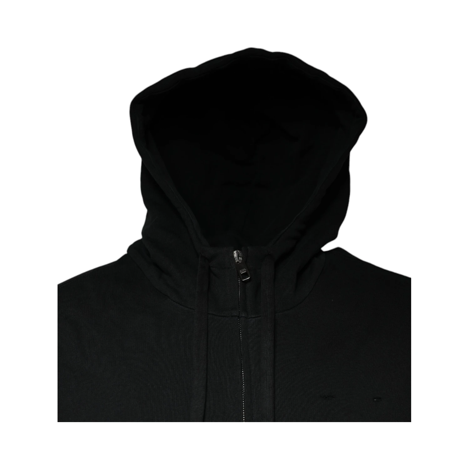 Black Logo Plaque Hooded Full Zip Sweater