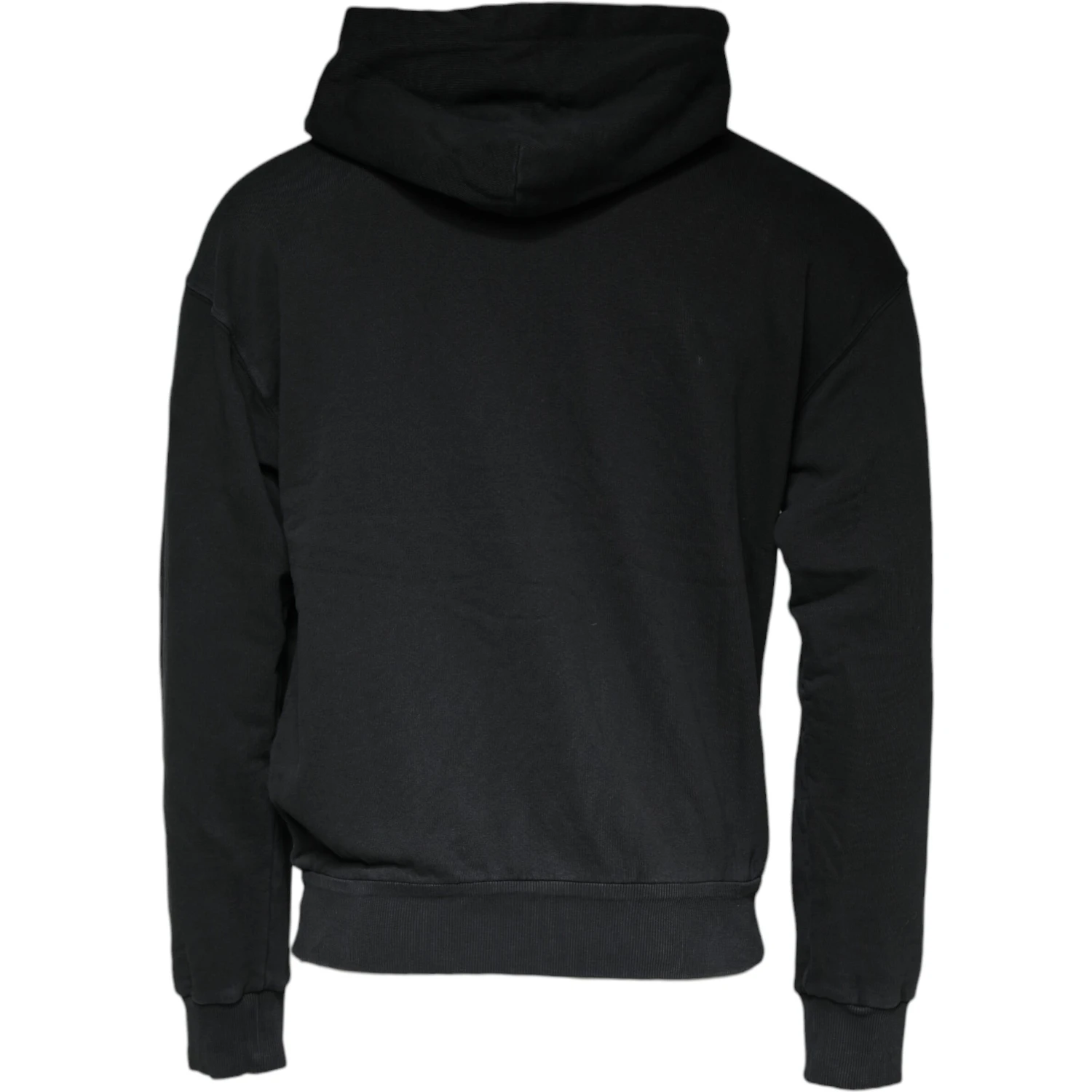 Black Logo Plaque Hooded Full Zip Sweater
