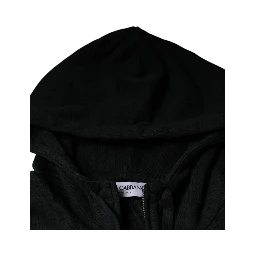 Black Logo Plaque Hooded Full Zip Sweater