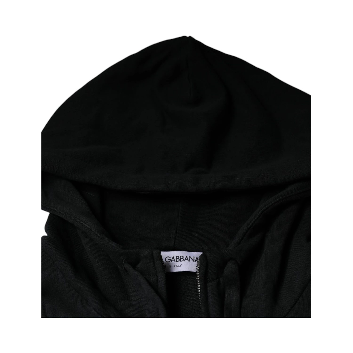 Black Logo Plaque Hooded Full Zip Sweater