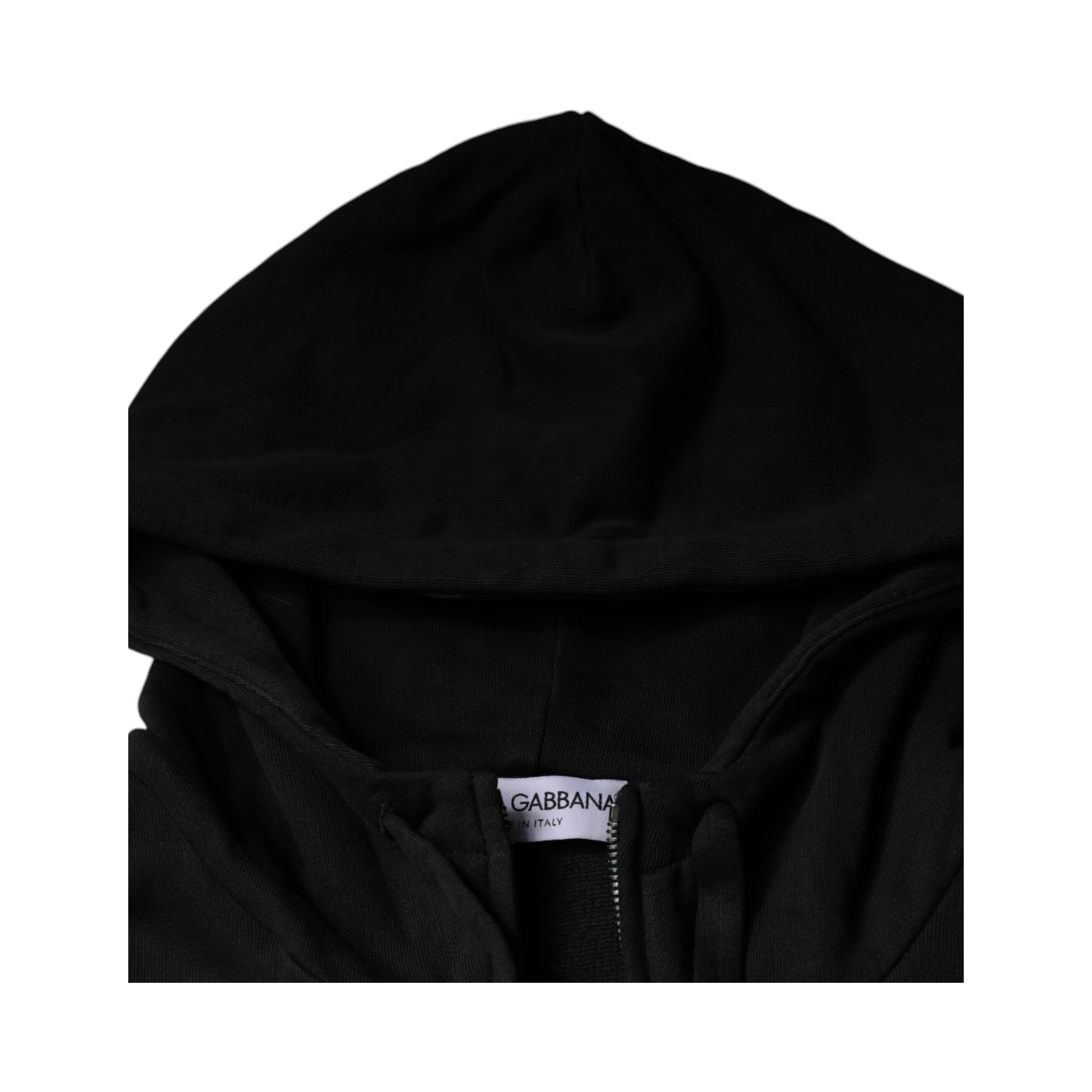 Black Logo Plaque Hooded Full Zip Sweater