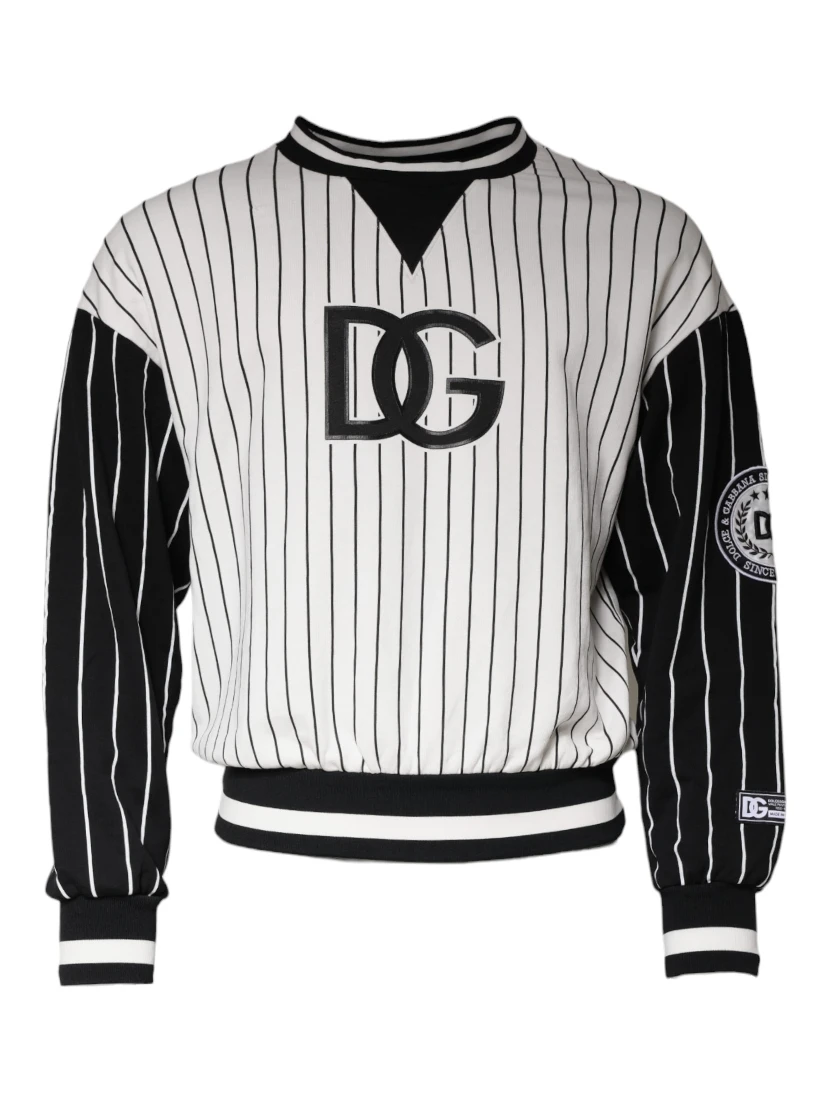 Black White Stripes Logo Sweatshirt Sweater
