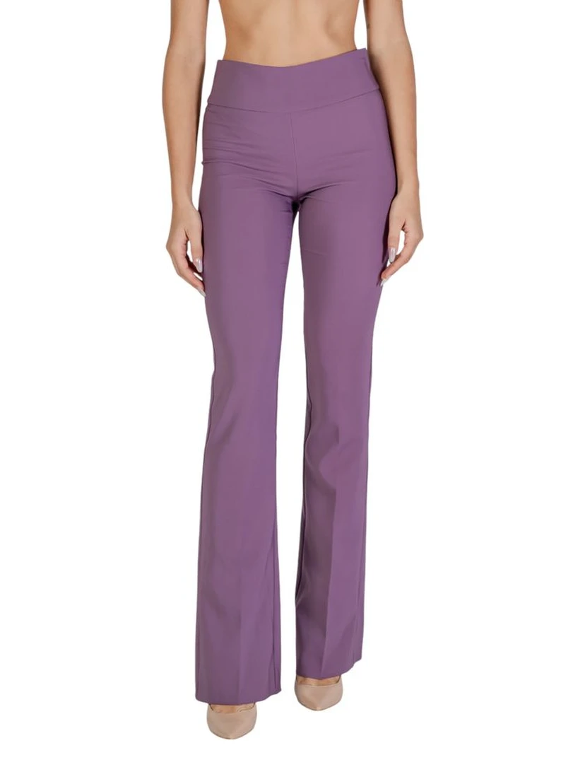 Purple Polyester Flared Pants