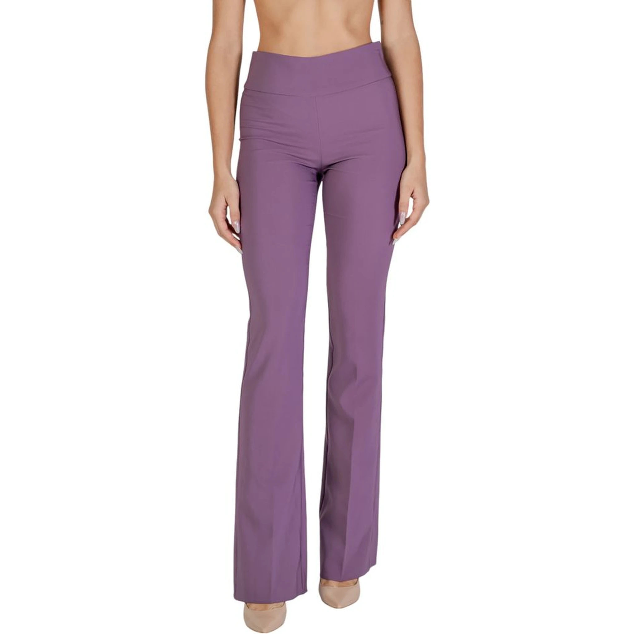 Purple Polyester Flared Pants