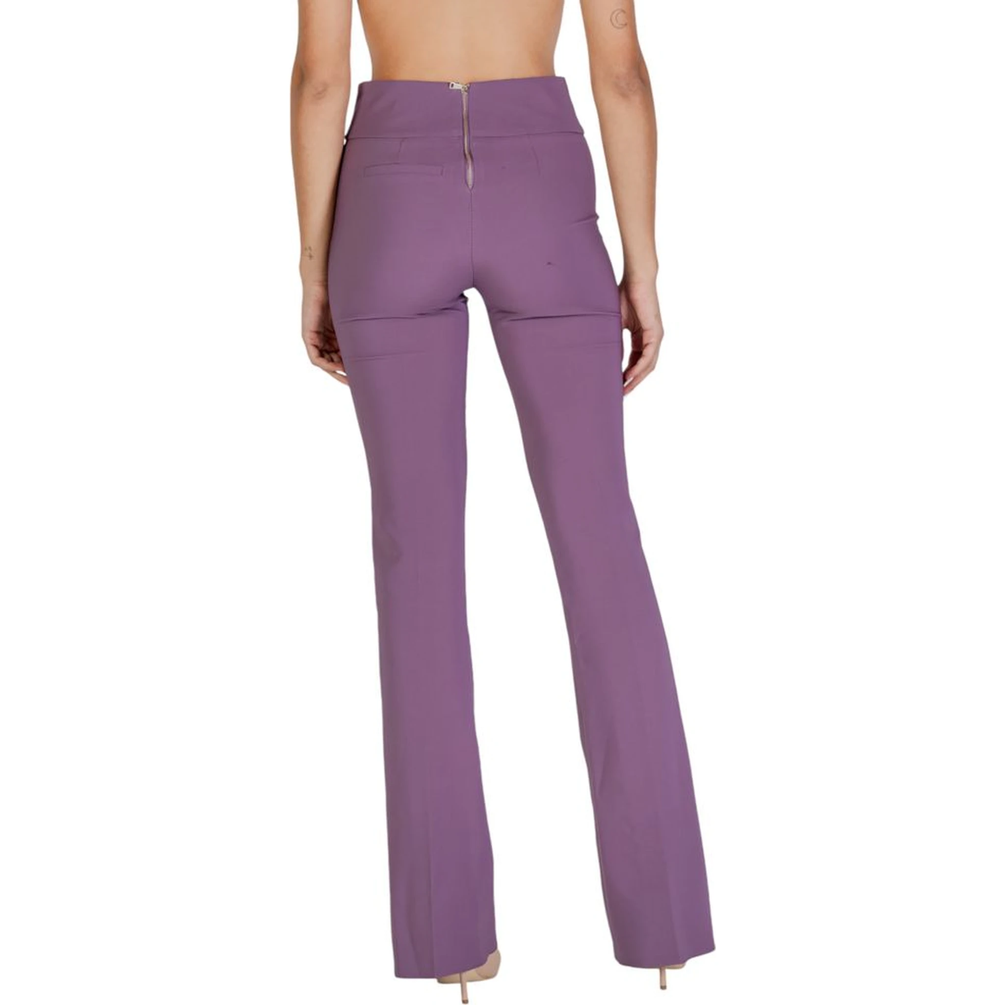 Purple Polyester Flared Pants