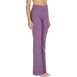 Purple Polyester Flared Pants