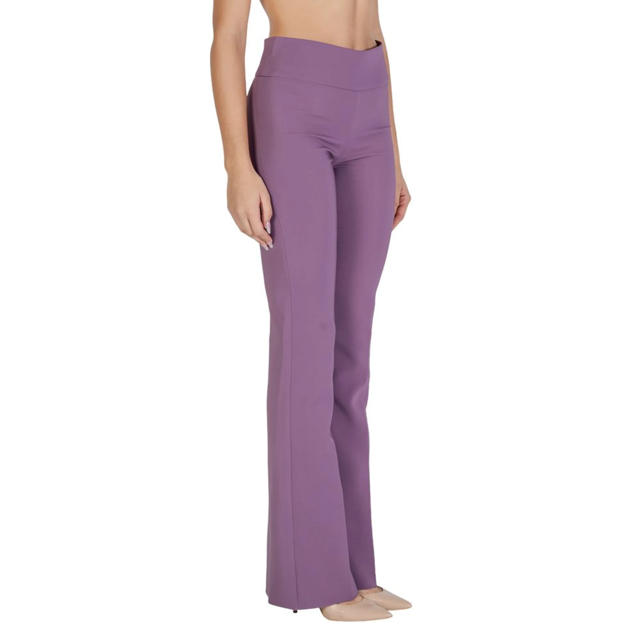 Purple Polyester Flared Pants