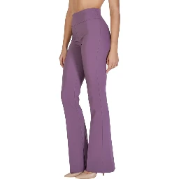 Purple Polyester Flared Pants