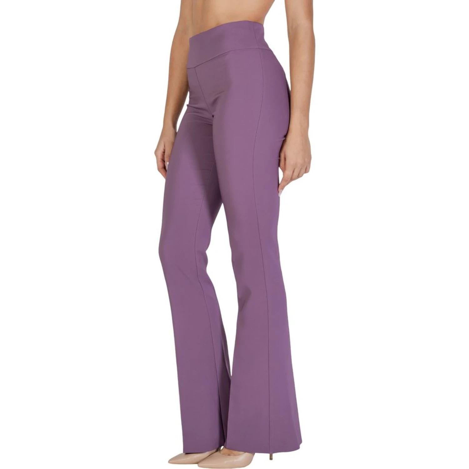 Purple Polyester Flared Pants