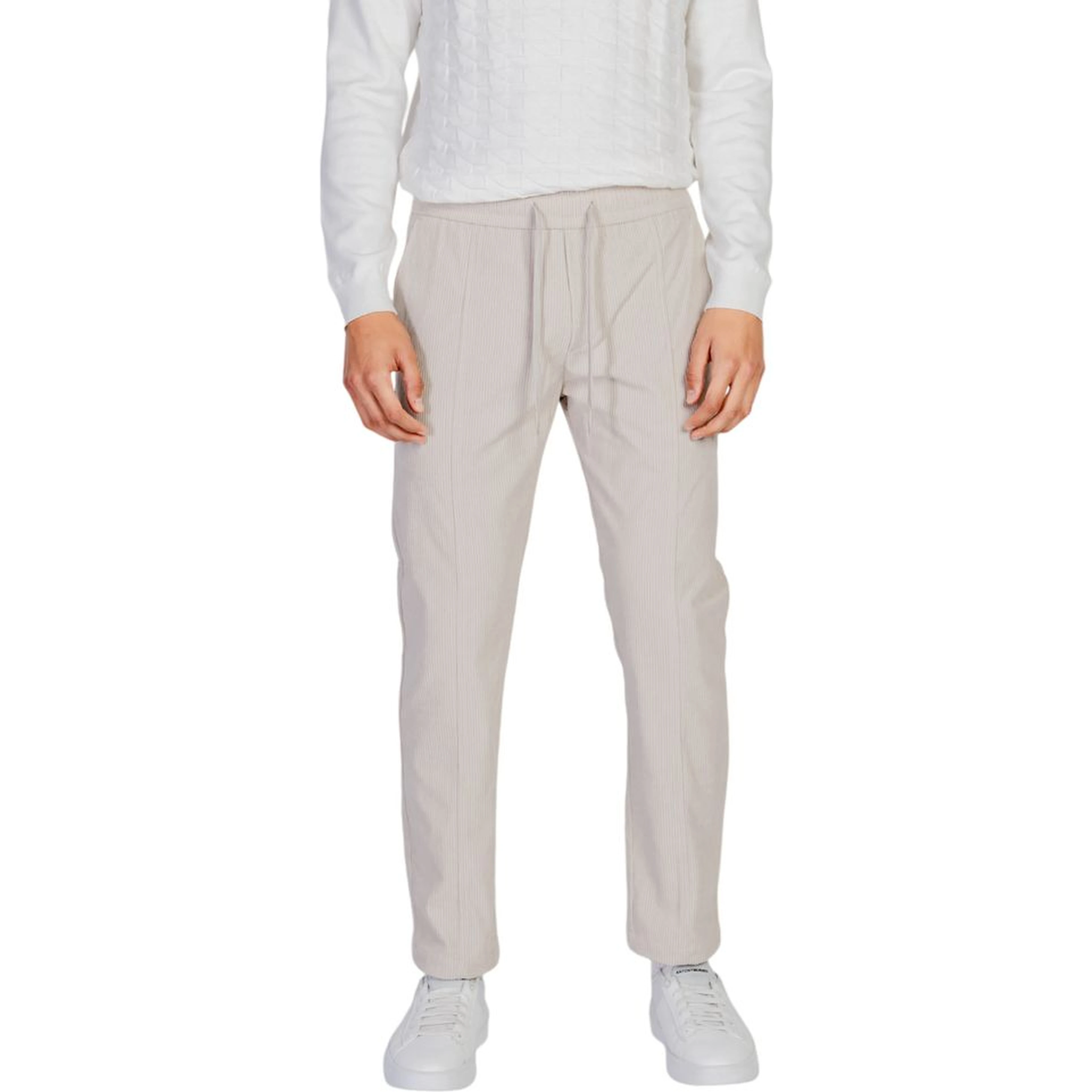 Beige Polyester Casual Pants