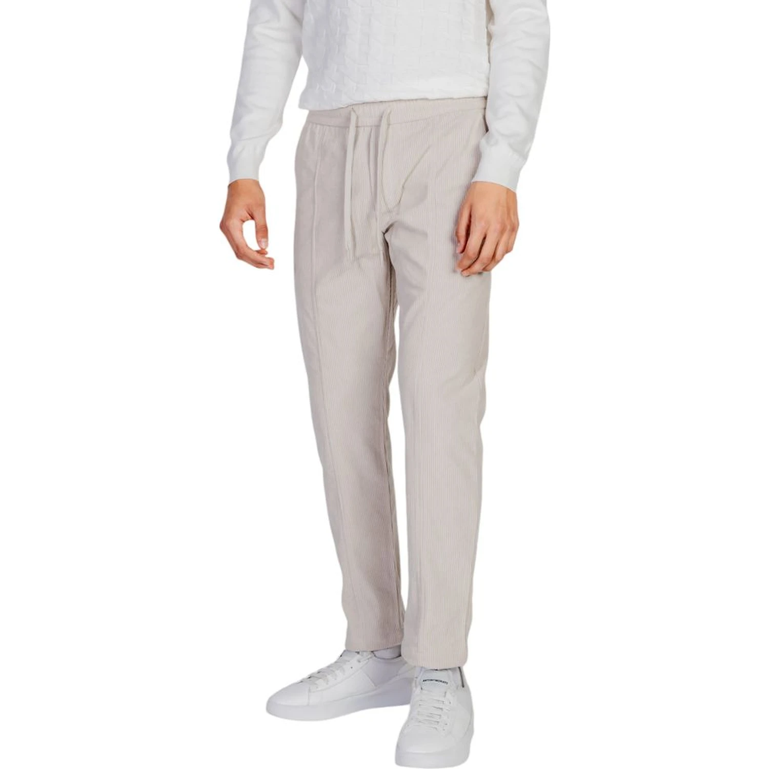 Beige Polyester Casual Pants
