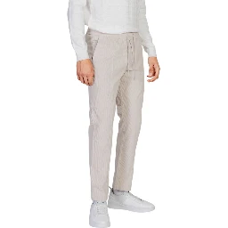 Beige Polyester Casual Pants