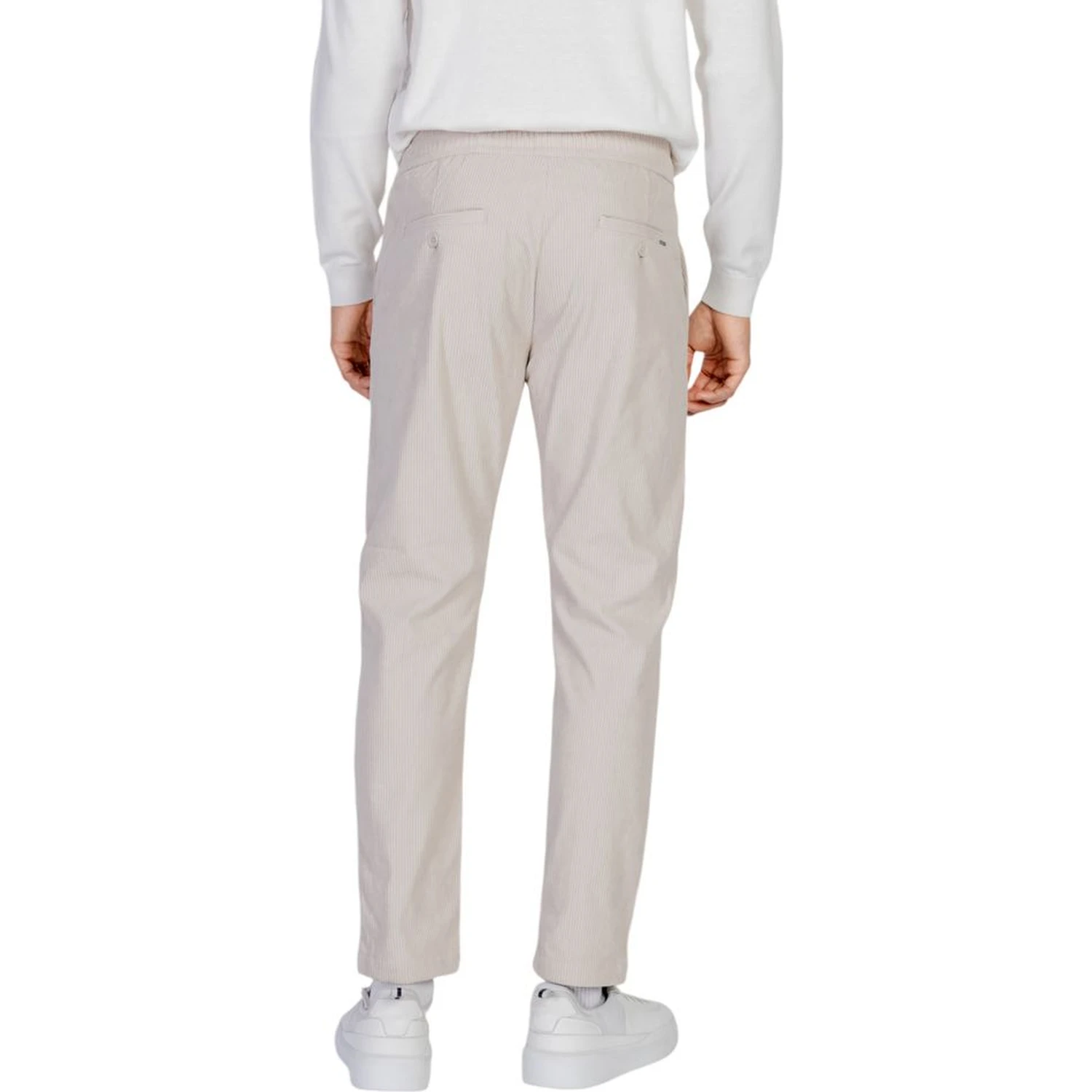 Beige Polyester Casual Pants