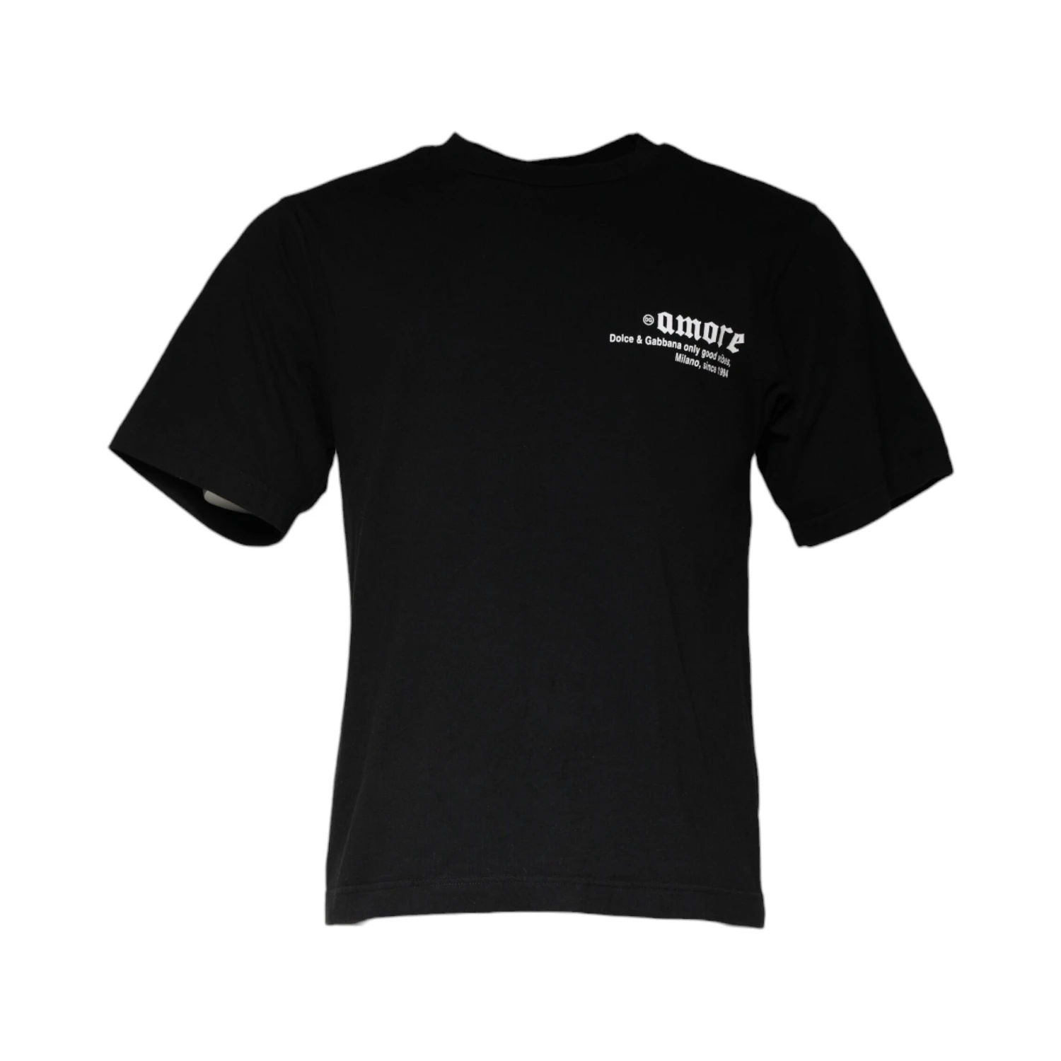 Black Amore Print Cotton Crew Neck T-shirt