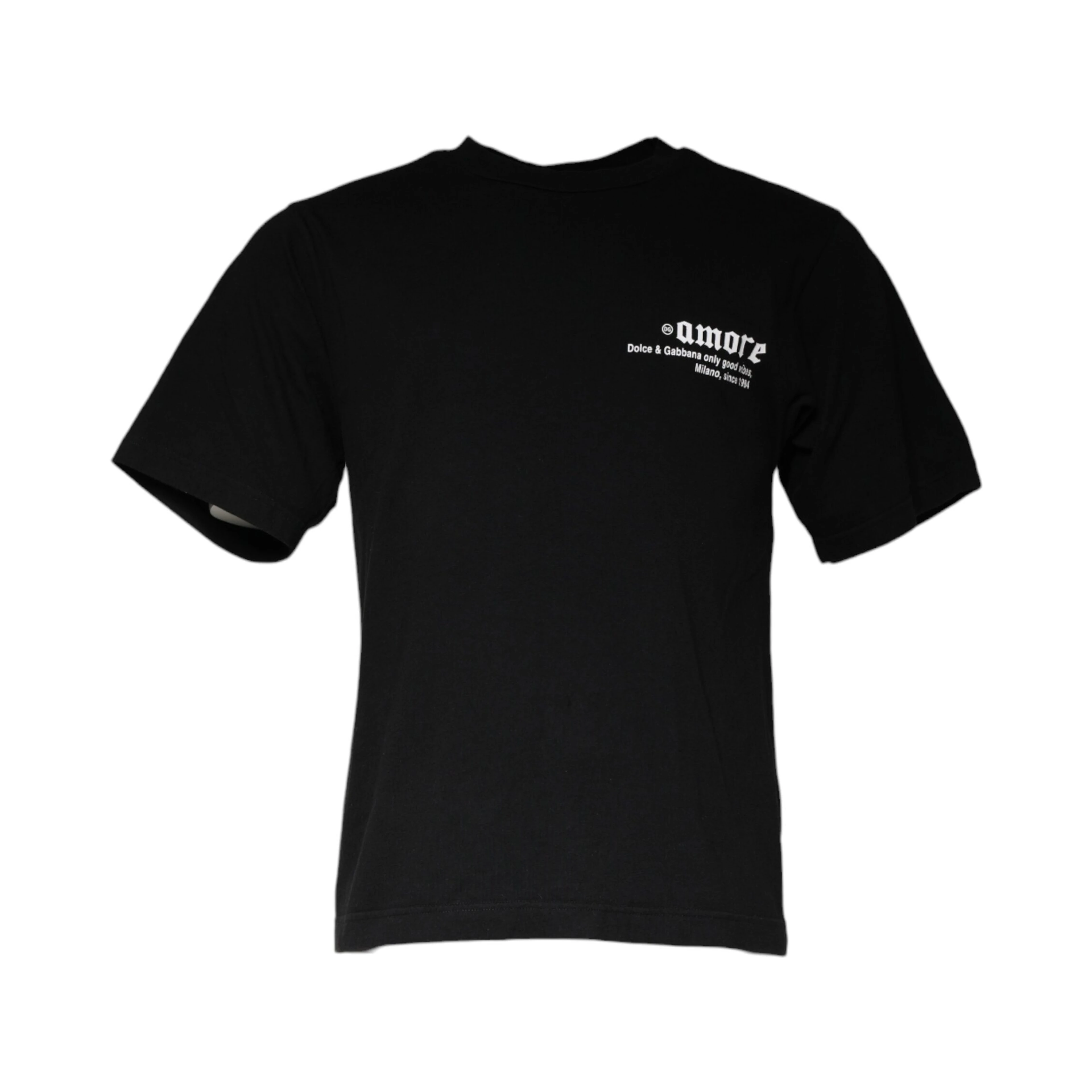 Black Amore Print Cotton Crew Neck T-shirt