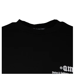 Black Amore Print Cotton Crew Neck T-shirt