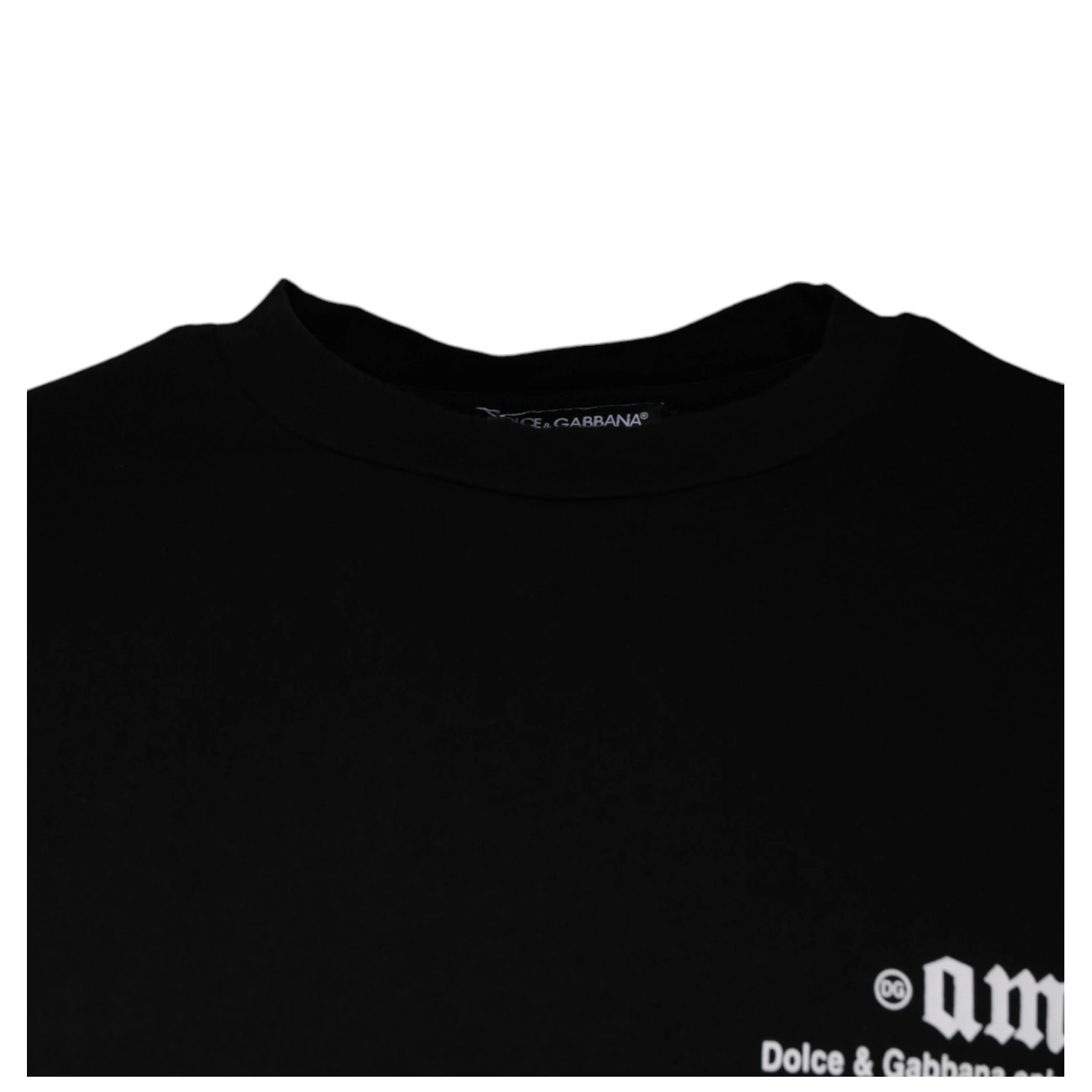 Black Amore Print Cotton Crew Neck T-shirt