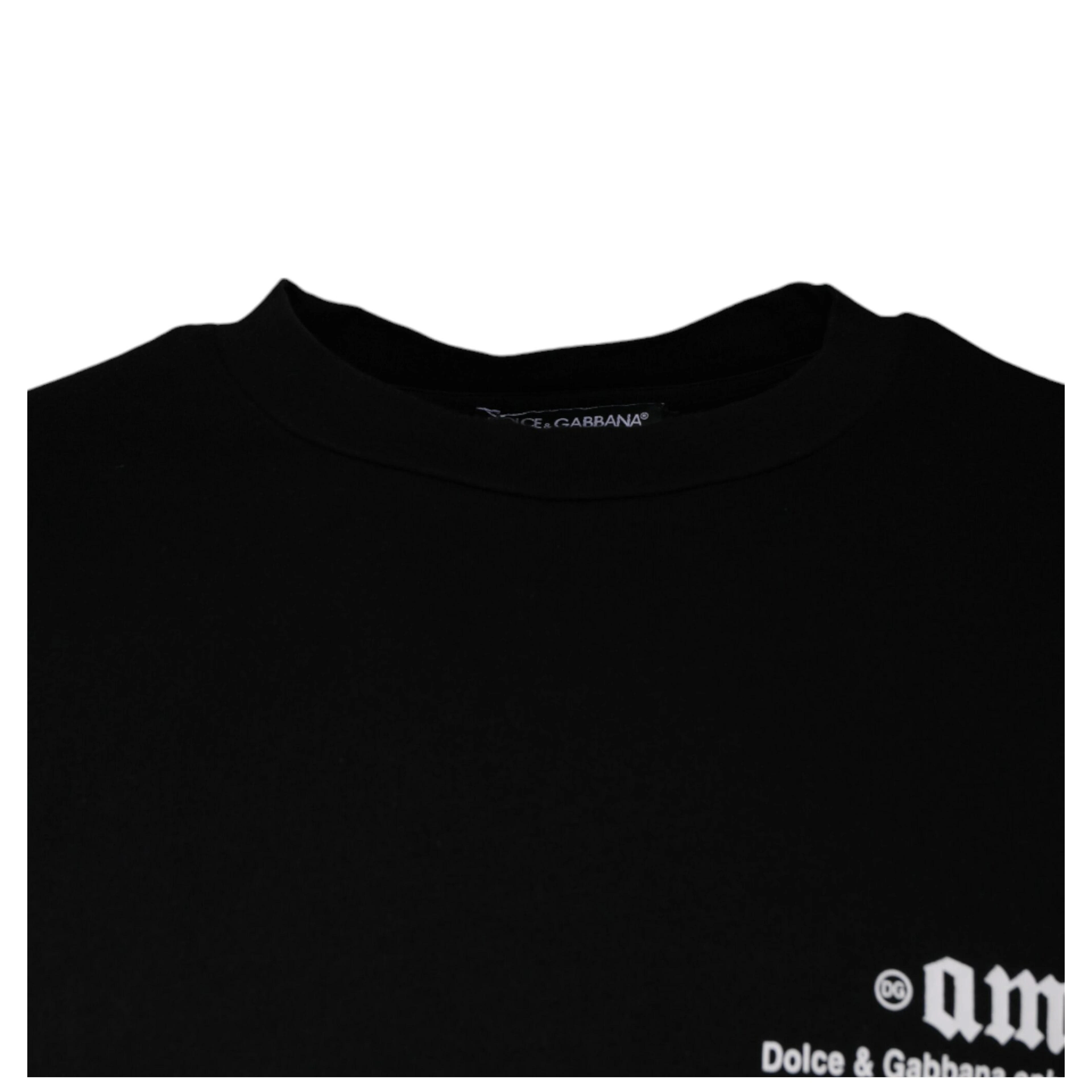 Black Amore Print Cotton Crew Neck T-shirt