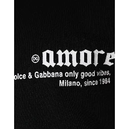 Black Amore Print Cotton Crew Neck T-shirt