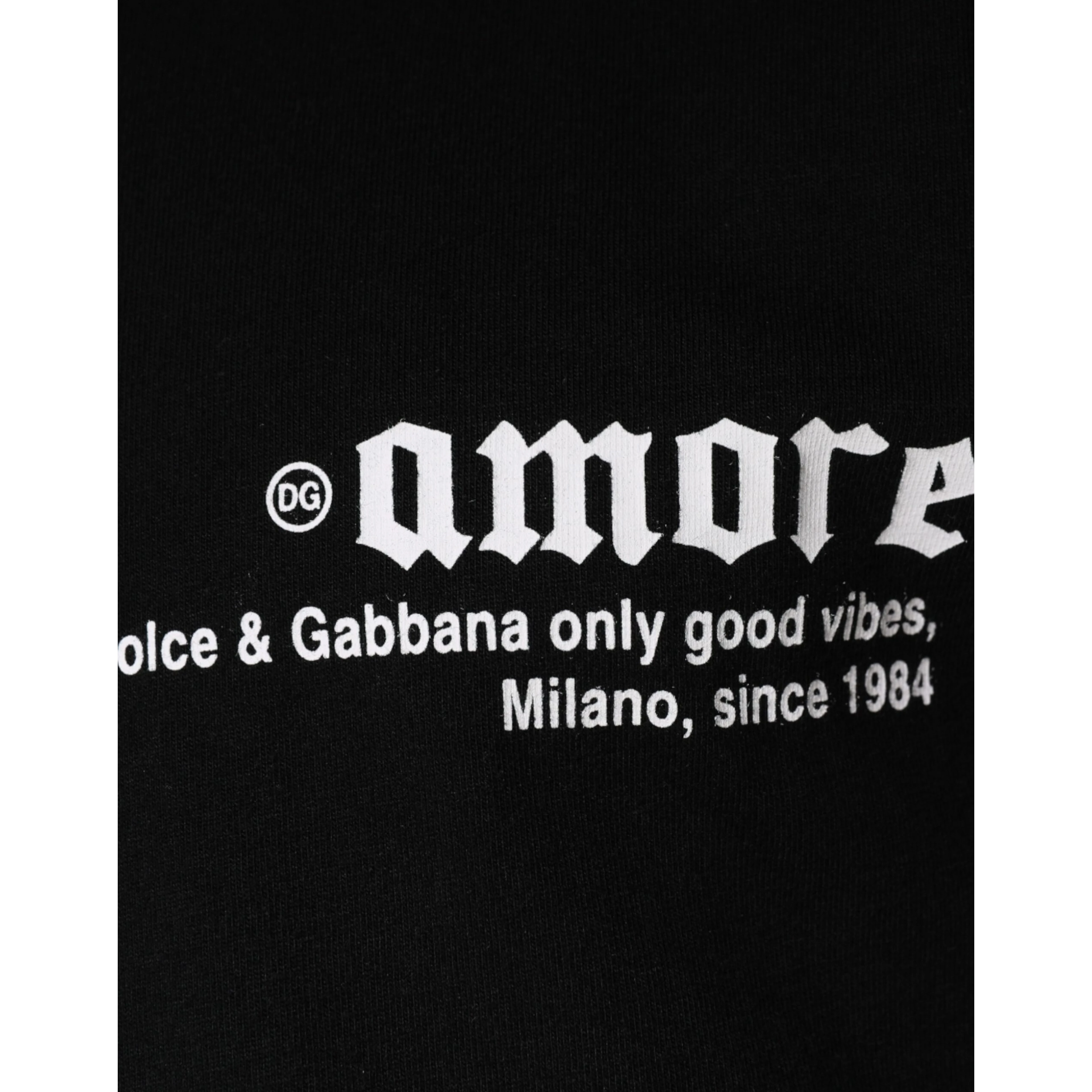 Black Amore Print Cotton Crew Neck T-shirt