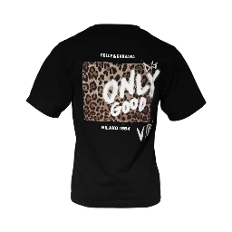 Black Amore Print Cotton Crew Neck T-shirt