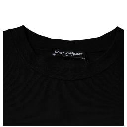 Black Amore Print Cotton Crew Neck T-shirt