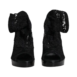 Black Stretch Taormina Lace Boots Shoes