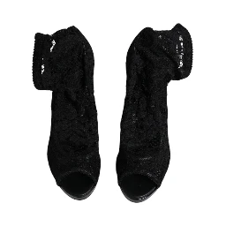 Black Stretch Taormina Lace Boots Shoes