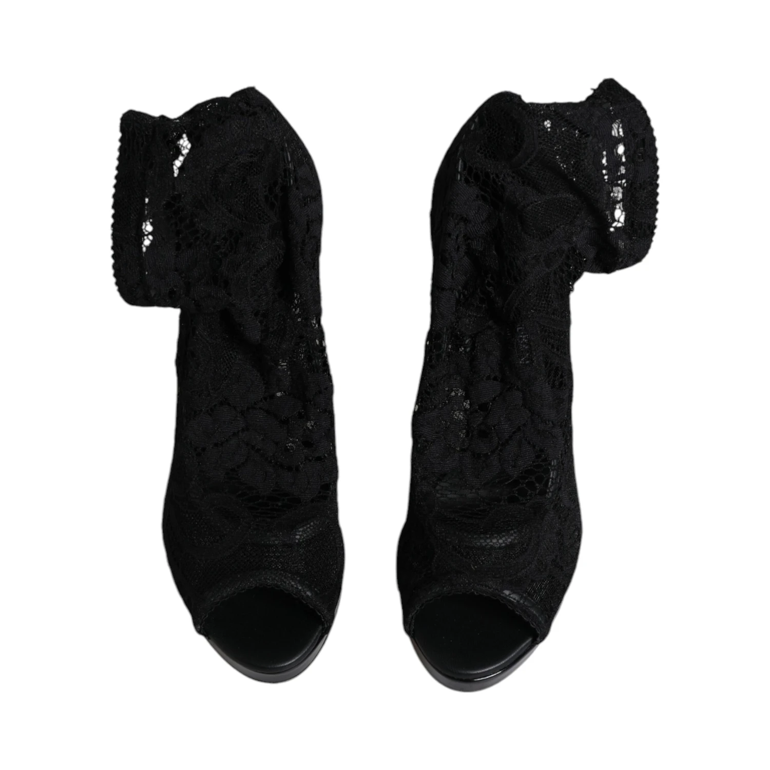 Black Stretch Taormina Lace Boots Shoes