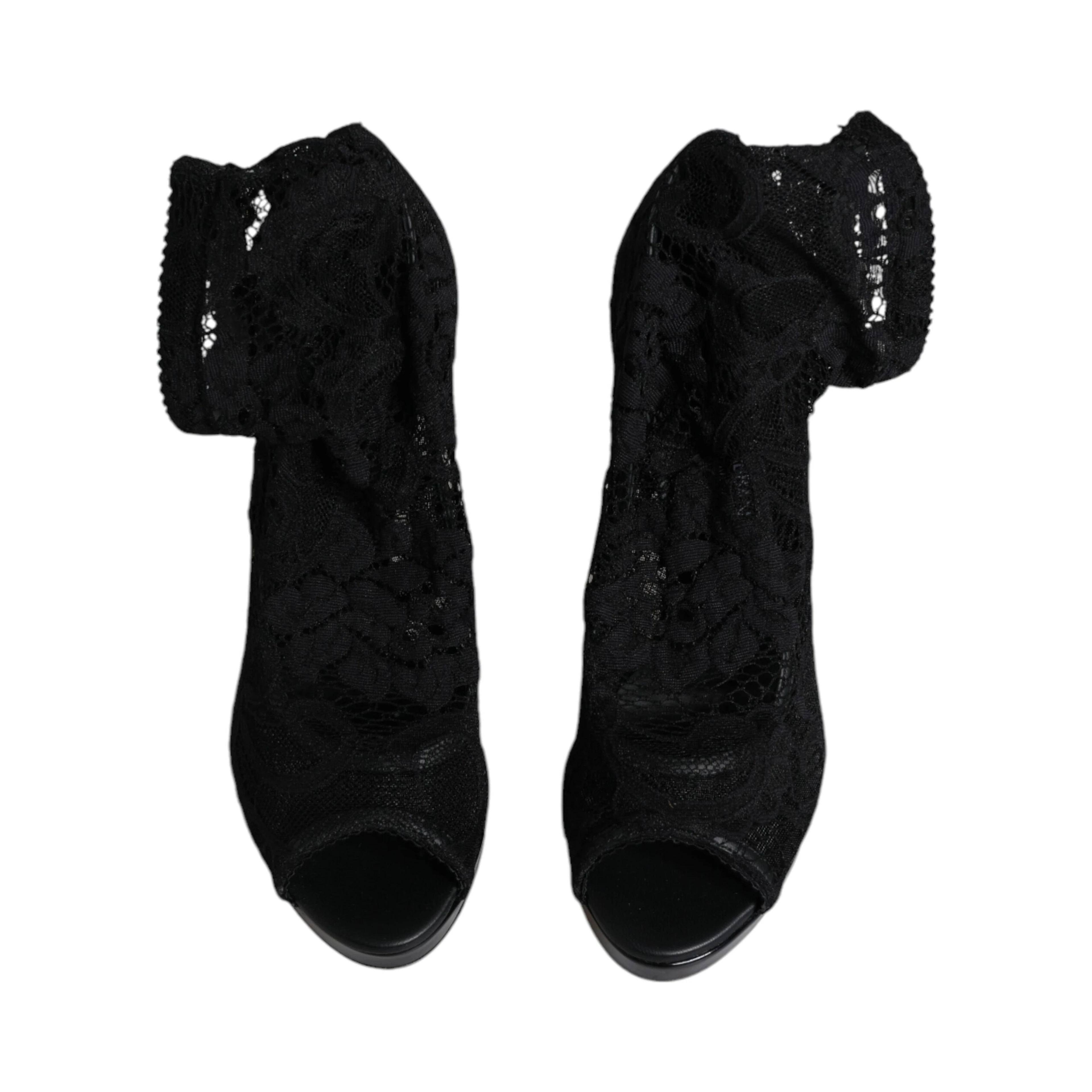 Black Stretch Taormina Lace Boots Shoes